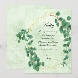 Geometric Greenery Eucalyptus Leaves Maid Of Honou Invitation