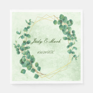 Geometric Greenery Eucalyptus Leaves Paper Napkin