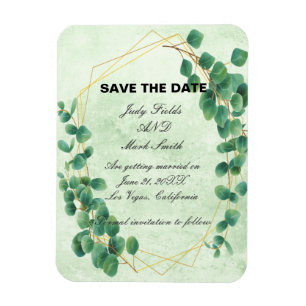 Geometric Greenery Eucalyptus Leaves Save The Date Magnet