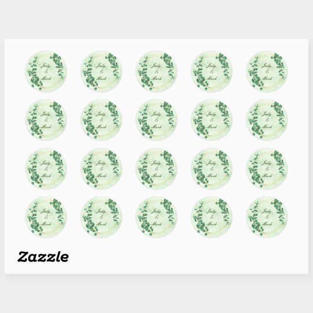Geometric Greenery Eucalyptus Leaves Wedding Seal (Sheet)