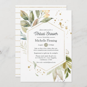 Geometric Greenery Virtual Baby or Bridal Shower Invitation