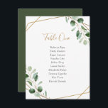Geometric Greenery Wedding Table Seating Cards<br><div class="desc">Designed to coordinate with our Moody Greenery wedding collection, this customizable Table Numbers Card features watercolor sage green eucalyptus leaves accented with a gold geometric frame and paired with a stylish script in gold and classy serif font in grey. To make advanced changes, go to "Click to customize further" option...</div>