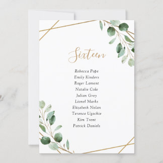 Geometric Greenery Wedding Table Seating Cards