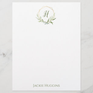 Geometric Greenery Wreath Letterhead