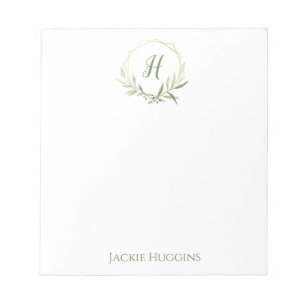 Geometric Greenery Wreath Notepad