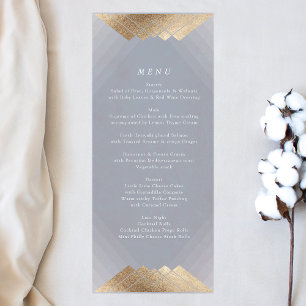 Geometric Grey Deco Gold Gatsby Wedding Menu