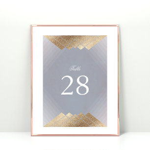 Geometric Grey Deco Gold Gatsby Wedding Table Number