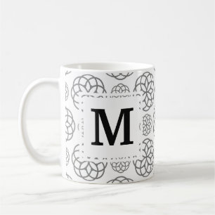 Geometric Grey Pattern Initial Monogram Coffee Mug