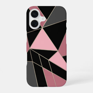 Geometric, grey, pink iPhone 16 case