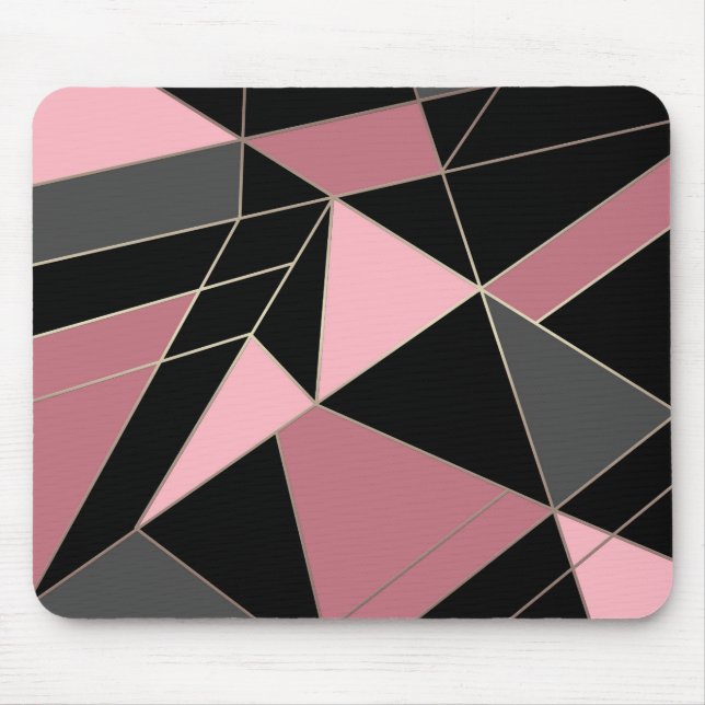 Geometric, grey, pink mouse pad (Front)