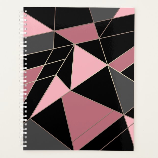 Geometric, grey, pink planner (Front)