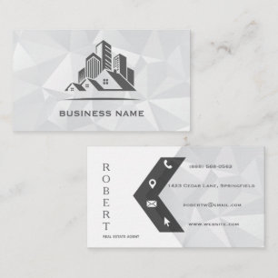 Geometric Grey Skyline Real Estate Business Card