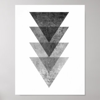 Geometric Grey Triangles Poster