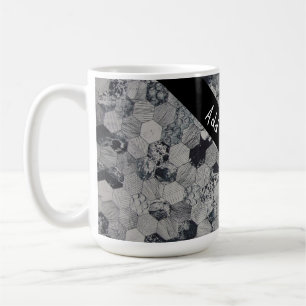 Geometric Grey, White and Black Hexagon Pattern Coffee Mug