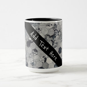 Geometric Grey, White and Black Hexagon Pattern Mug