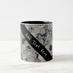 Geometric Grey, White and Black Hexagon Pattern Two-Tone Coffee Mug