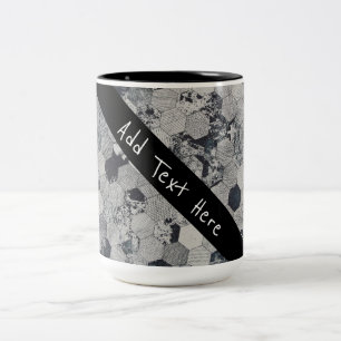 Geometric Grey, White and Black Hexagon Pattern Two-Tone Coffee Mug