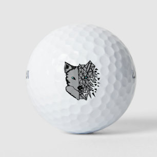 Geometric Grey Wolf Golf Balls
