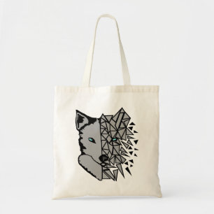 Geometric Grey Wolf Tote Bag