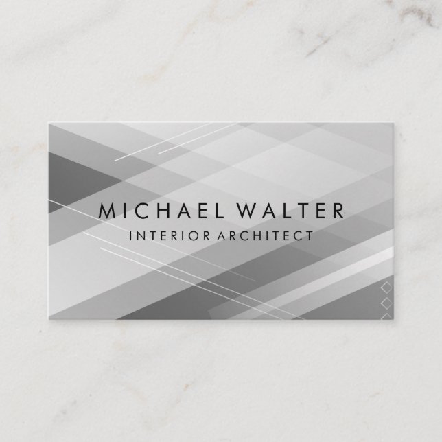 Geometric Greys Layer Background Business Card (Front)