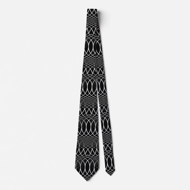 Geometric Grid black & white + your ideas Tie (Front)