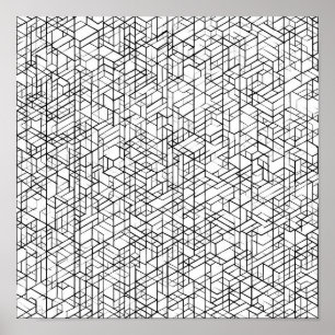 Geometric Grid Coloring Page Decoupage Template Poster