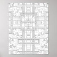 Geometric Grid Colouring Page Circuit Style Design