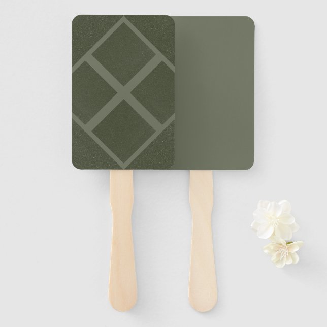 Geometric Grid Moss Green Event Fans (Front and Back)