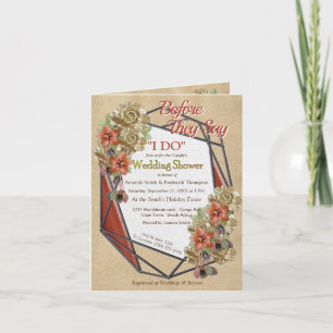 Geometric Grown Leather Art Wedding Couple Shower Invitation