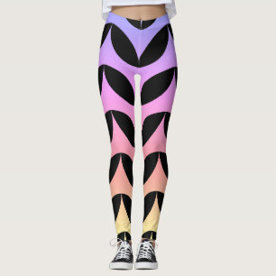 Geometric half circle black & blue trendy summer leggings