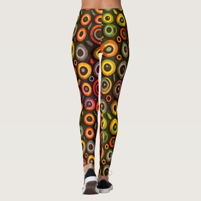 Geometric Halloween Colour Spooky Monster Eyeball  Leggings (Back)