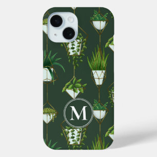 Geometric Hanging Houseplant Pattern iPhone 15 Case