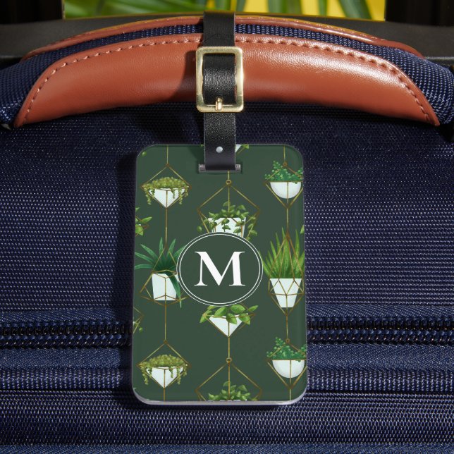 Geometric Hanging Houseplant Pattern Luggage Tag (Front Insitu 2)