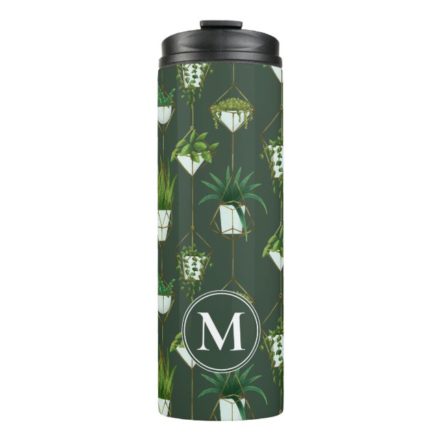 Geometric Hanging Houseplant Pattern Thermal Tumbler (Front)