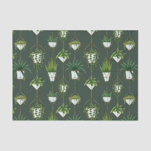 Geometric Hanging Houseplant Pattern Tissue Paper (Front)