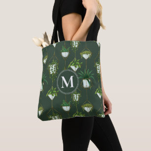 Geometric Hanging Houseplant Pattern Tote Bag