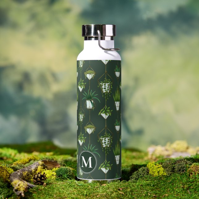 Geometric Hanging Houseplant Pattern Water Bottle (Outdoor)