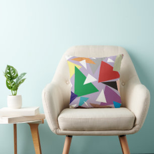 Geometric Harmony: Abstract Multicolored Throw Pillow