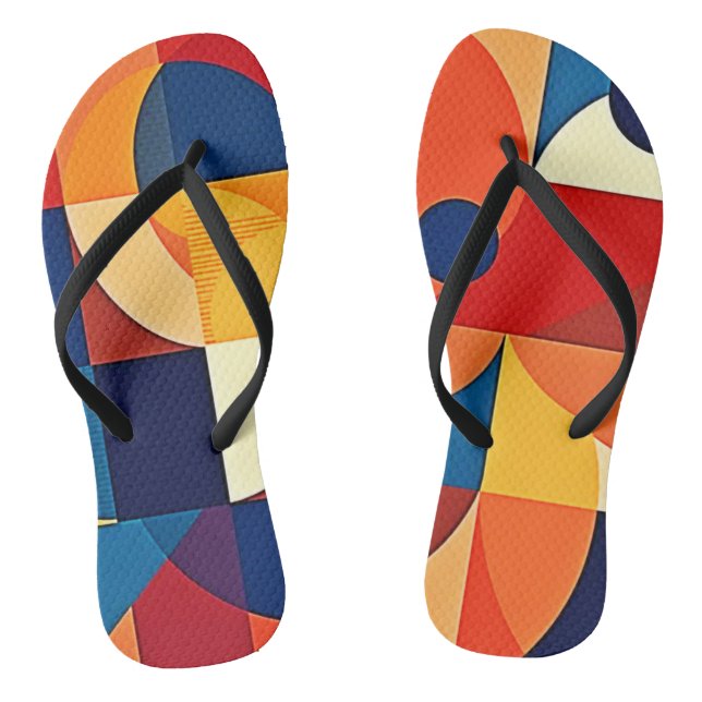 Geometric Harmony: Artful Design Flip Flops (Footbed)