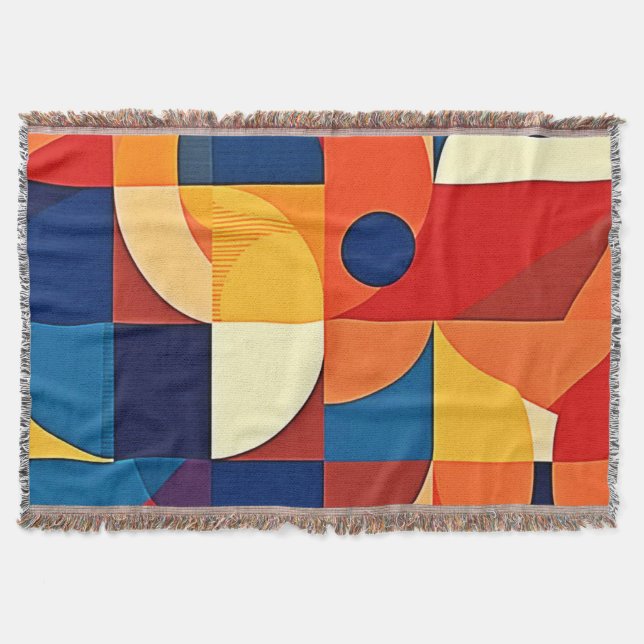 Geometric Harmony: Artful Design Throw Blanket (Front)
