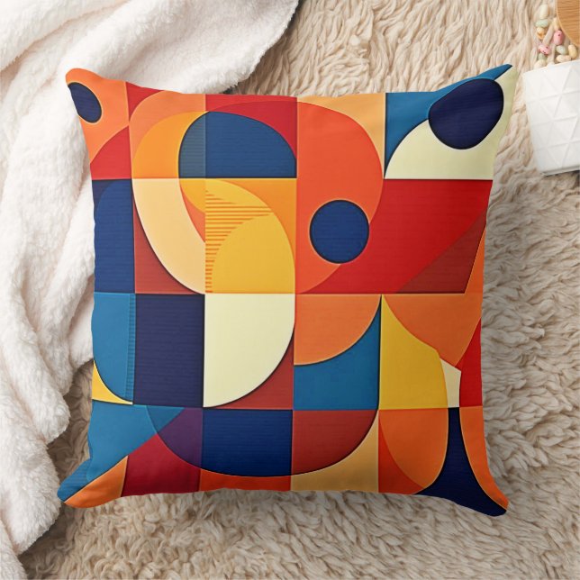 Geometric Harmony: Artful Design Throw Pillow (Blanket)