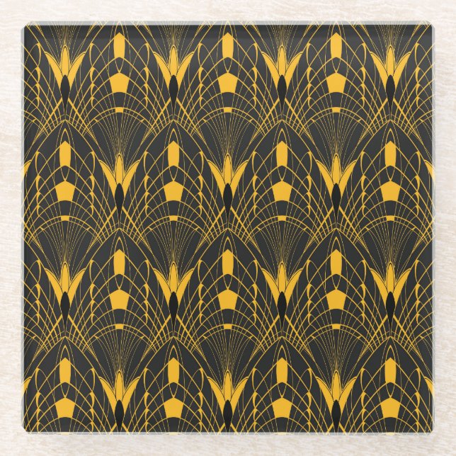 Geometric Harmony: Digital Ornament Design Glass Coaster (Front)