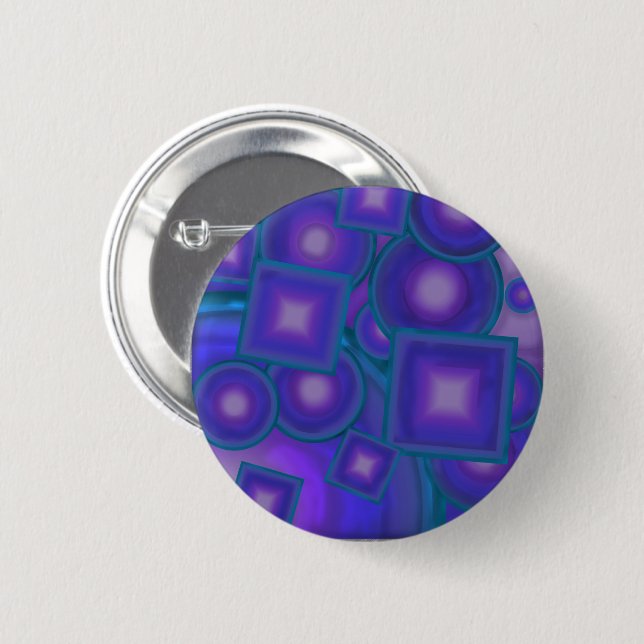 Geometric Harmony in Blues and Purples 2 Inch Round Button (Front & Back)