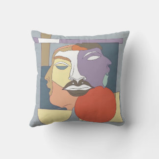 Geometric Harmony in Profile Throw Pillow