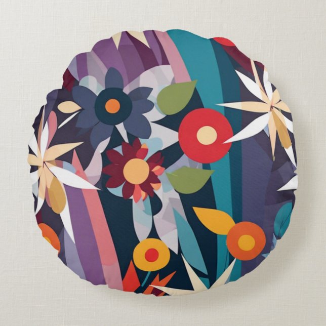 Geometric Harmony Round Pillow (Front)