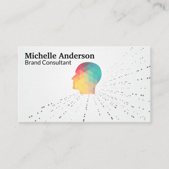 Geometric Head | Dot Pattern Business Card (Front)
