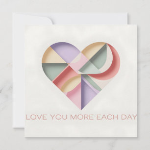 Geometric Heart Design with Pastel Color Blocks Card
