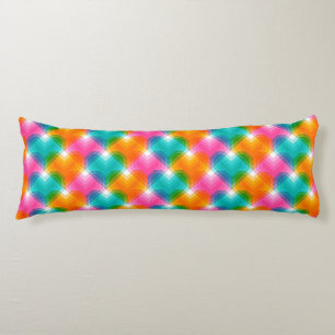 Geometric hearts in psychedelic colours (1) body pillow
