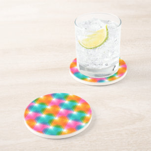 Geometric hearts in psychedelic colours (1) coaster