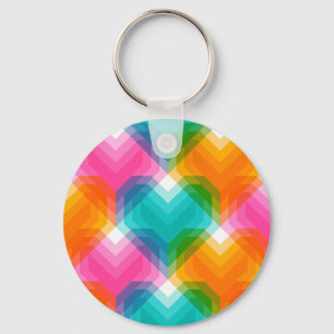 Geometric hearts in psychedelic colours (1) keychain
